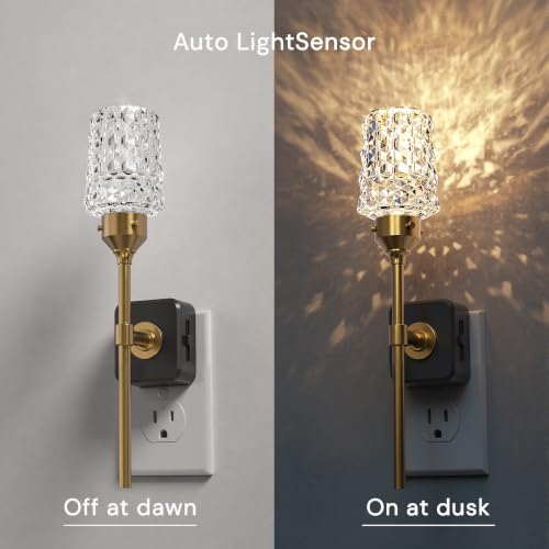 Image of L LOHAS LED Night Light, 2 Pack Night Lights Plug into Wall | Automatic Night Lights with Auto Light Sensor, 0-100LM Adjustable Brightness Rotating Crystal Nightlight for Bedroom Hallway