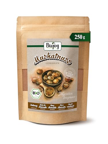 Biojoy Nuez Moscada molida BIO (250 g), especia para cocinar, sin aditivos (Myristica fragrans)