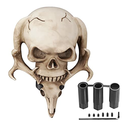 Blueshyhall Pommeau de Levier de Vitesse de Crâne, Couvercle Universel pour Pommeau de Levier de Vitesse de Voiture avec 3 Adaptateurs pour Voiture (Beige)