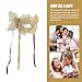 EXCEART Handheld Dragon Pattern Masquerade Mask with Stick - Unique Golden Mask for Halloween Cosplay Party and Gatherings