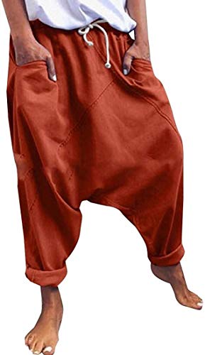 Calça feminina elástica confortável UUYUK Big & Tall Harem Pants Super Pants Yoga Modal Pilates, 1,