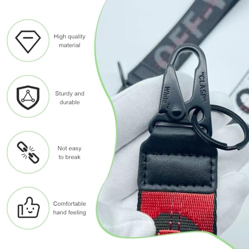 Image of DXNQ Car Keychain, Fabric Keychain Wrist Lanyard, Key Ring for Cars Keys Wallets Jeans Decoration, Car Accessories (Red)