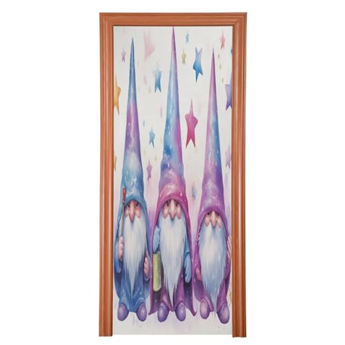 FLildon Cartoon Gnomes Purple Stars Door Cover Decoration, Party Accessory Porch Decor for Festive Ornament Room Door Covers 36 x 98 Inch