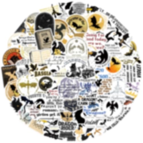 Pack of 100 Fantasy Dragon, Basgiath War College Stickers, Black Animal Print Vinyl Stickers for Water Bottle, Laptop, Car, Outdoor Use