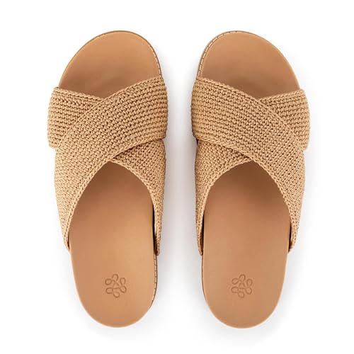 Image of The Sak Penelope Slide Sandal - Women's Flat Fashion Slides with Soft Cushion Sole -Hand Crochet Slip On Sandals For Everyday