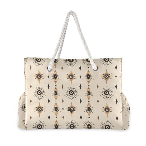 Sun Moon Boho Sturdy Large Work Tote with side pocketes Tote Bag Portable for Travel Gym Vacation2