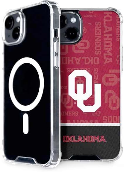 Skinit Phone Case Compatible with MagSafe iPhone 15 - Officially Licensed University of Oklahoma Split Jersey Design
