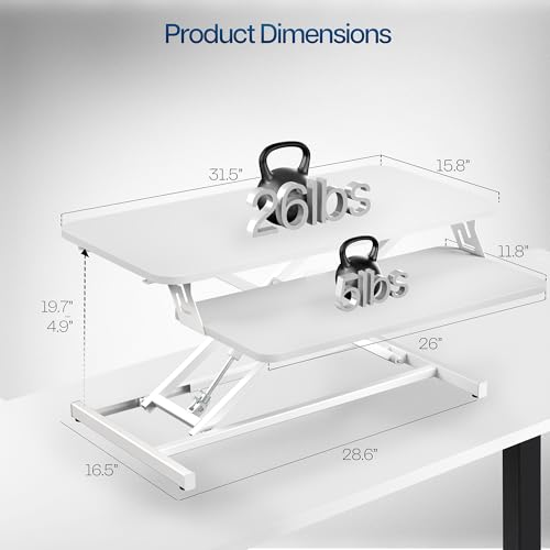 Image of VIVO White 32 inch Standing Desk Riser, DESK-V000SW