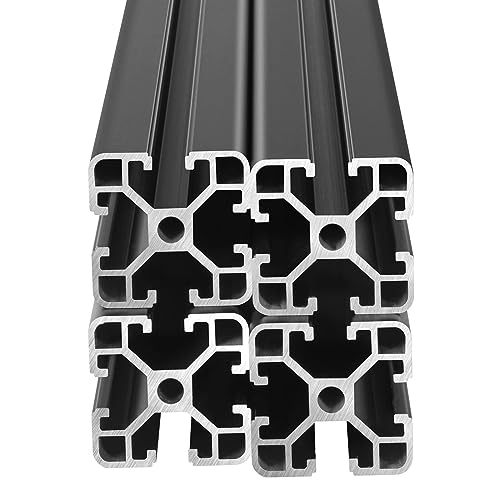 4PCS T Slot 4040 Aluminum Extrusion Profile 59'',European Standard Anodized Linear Rail for 3D Printer Parts and CNC DIY 1500mm Black