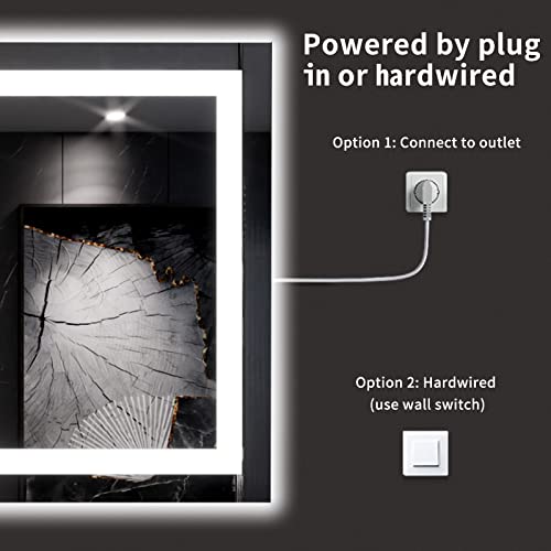 LOAAO 60X30 LED Bathroom Mirror with Lights, Anti-Fog, Dimmable, Backlit + Front Lit, Lighted Bathroom Vanity Mirror for Wall, Memory Function, Tempered Glass, ETL Listed