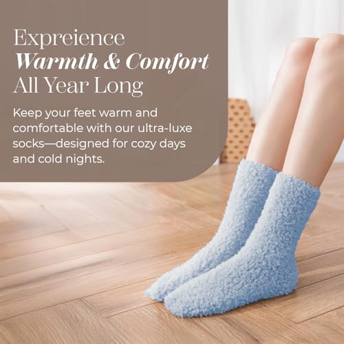 Fuzzy Socks for Women & Men - Cozy Cloud Socks for Sleeping, Gifts, Spa, Travel, Stress Relief, Postpartum, Lounge Wear - Blue (Pack of 1)2