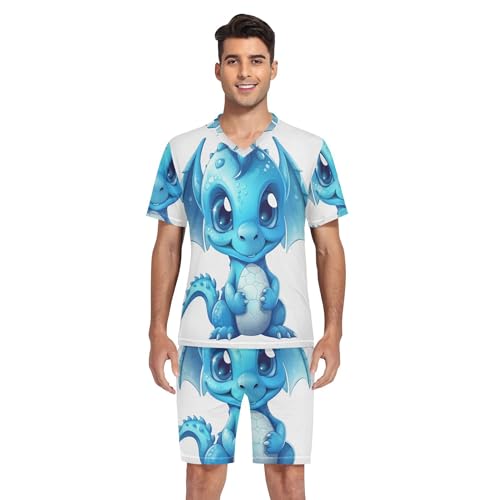 Blue Dragon Men's Pajama Sets Sleepwear Short Sleeve Lounge Sets for Men S-2XL4