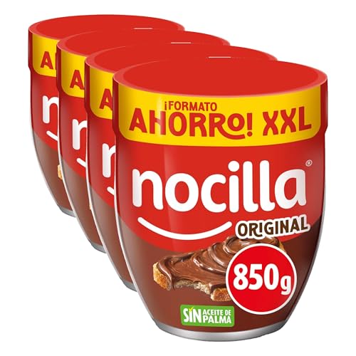 Nocilla, Original, Crema al Cacao y Leche con Avellanas, sin Aceite de Palma - Formato Ahorro - 850g (Paquete de 4)