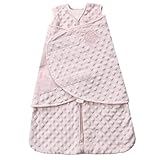 HALO Sleepsack Plush Dot Velboa Swaddle, 3-Way Adjustable Wearable Blanket, TOG 3.0, Pink, Small, 3-6 Months