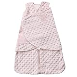 HALO Sleepsack Plush Dot Velboa Swaddle, 3-Way Adjustable Wearable Blanket, TOG 3.0, Pink, Small, 3-6 Months