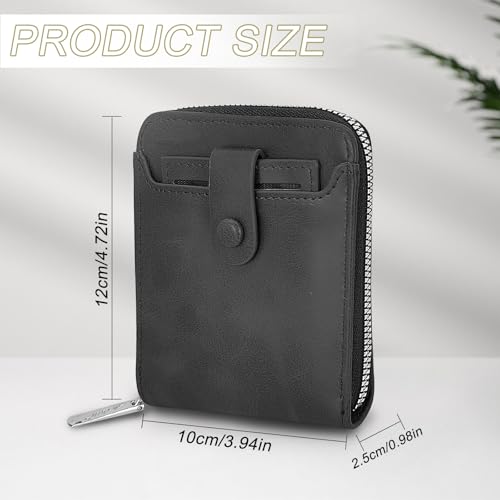 Men Wallets, Short Zipper Wallets with External Card Slots Coin Pocket ID Window, Leather Wallets for Men (Black)2