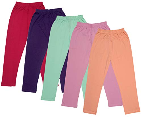 Image of IndiWeaves Girls Super Soft Cotton Solid Capri Pants (Peach, Light Purple, Sea Green, Wine, Magenta, 12-14 Years) Pack of 5