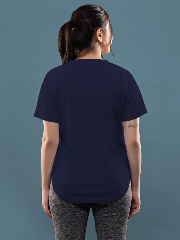 Image of CHKOKKO Womens Stylish Activewear Quick Dry Lightweight Breathable Printed Round Neck Half Sleeve Regular Fit Gym T Shirt for Sports Yoga and Training