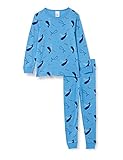 Nachtwäsche für Kids Schiesser Jungen Schlafanzug lang Pyjamaset, blau, 140