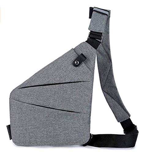Sling bag men's chest bag sports pockets multi-function personal shoulder bag anti-theft bag digital storage bag for all occasions (Color : Gray, Size : Size)