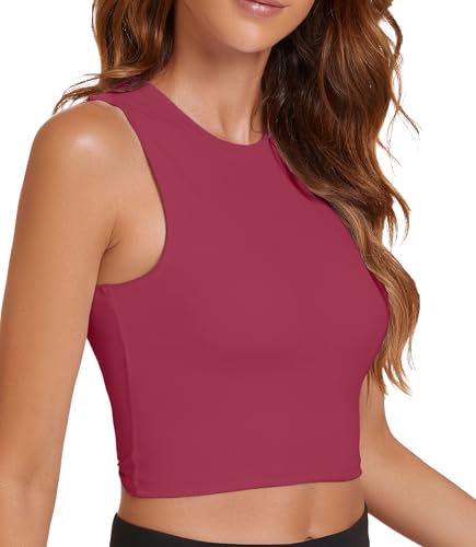 Image of Sports Bras for Women Removable Padded Athletic Yoga Running Crop Tops Sleeveless Gym Workout Tops
