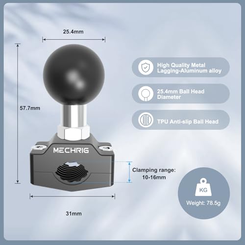 Image of Aluminum Alloy Handlebar Clamp Mount, U-Bolt Base with 1 inch Ball Head Compatible with RAM Mount Double Socket Arm& Motorcycle Ebike Bike Phone Holder,Fit for 0.39 inch to 0.63 inch Diameter,78013