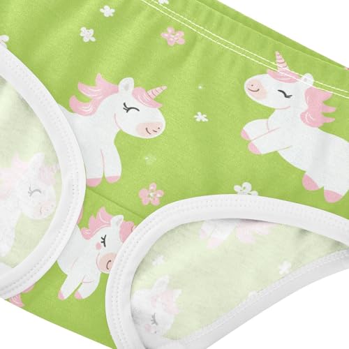 Wusikd Cute Unicorns Girls' Underwear Cotton Green Pink Girls Briefs Soft Toddler Underwear 2T4