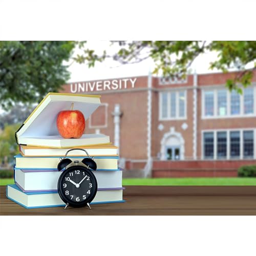 Laeacco 7x5ft University Photography Backdrop Books Clock University School Study