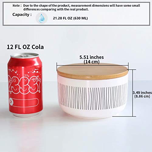 77L Food Storage Canister, 21.28 FL OZ (630 ML) Ceramic Food Storage Canister with Airtight Wooden Lid - Food Storage Jar with Round Bottom for Serving Cookie, Oatmeal, Coffee and More - Thumbnail 2