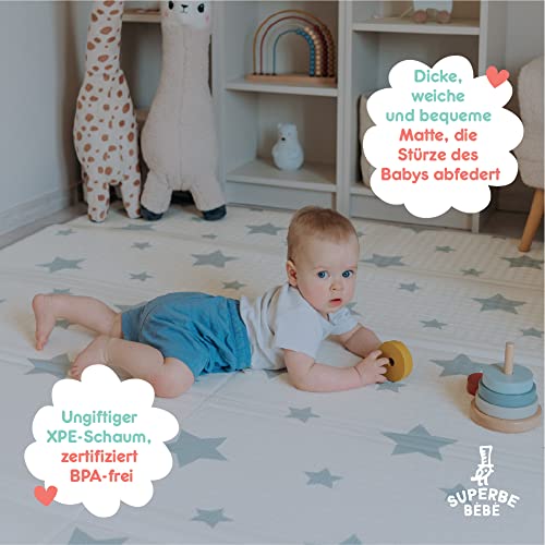 Baby Speelmat 160x180x1cm XXL Omkeerbare Foam Vloermat - Baby Speeltapijt - Zintuiglijke Ontwikkeling Speelkleed Cadeau Schatje (C) - Afbeelding 5