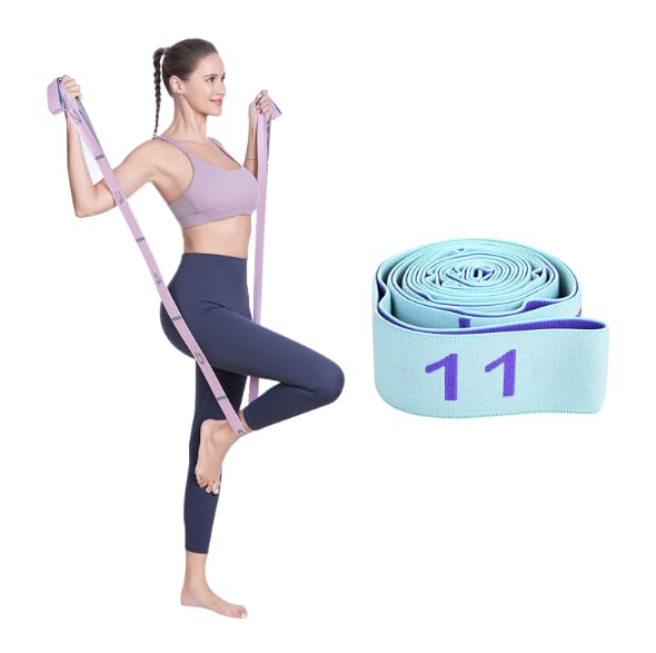 Stretching Strap Elastic Yoga Stretch Strap Flexibility Training Equipment with 11 Adjustable Loops Yoga Straps Flexible Stretch Band Gymnastics Stretching Equipment for Pilates Yoga Dance