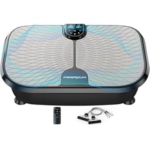 FEIERDUN Vibration Plate Exercise Machine, Vibration Plate for Lymphatic Drainage, Power Plate Vibration Platform w/ Loop Bands for Weight Loss & Toning