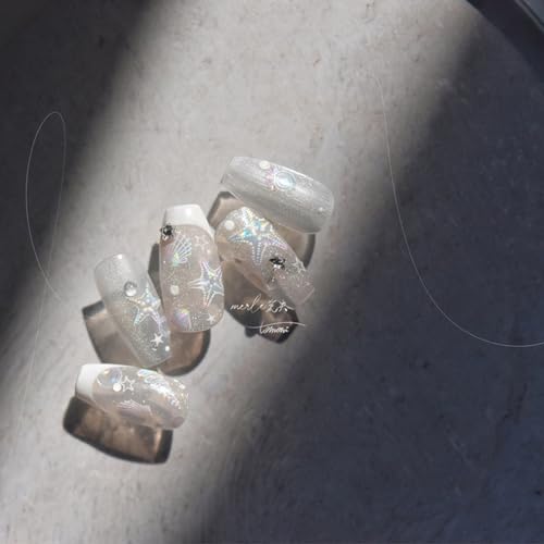 Fbabfbuo SA637 Summer Seashell Starfish Nail Art Stickers Shiny Shell Light Marine Life Nail Decals 5D Acrylic Engraved Nail Stickers Ocean Theme Summer Nails Design Adhesive Sliders thumb #7