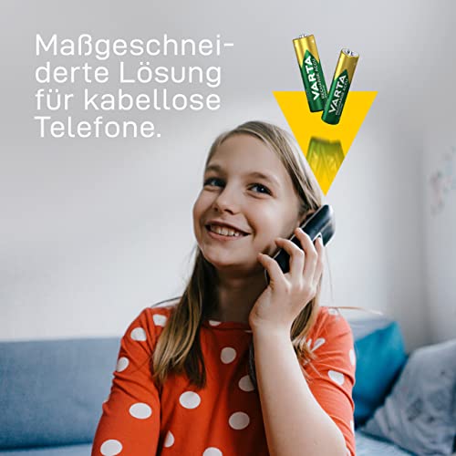 VARTA Batterien AAA, wiederaufladbar, 4 Stück, Recharge Accu Phone, Akku, 800 mAh Ni-MH, sofort einsatzbereit, geeignet für schnurlose Telefone