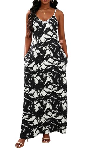Image of vunahzma Womens Casual Fashion Sleeveless Plus Size Loose Long Sexy Maxi Dress with Pockets