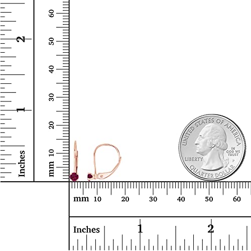 14k Gold Solid Hypoallergenic 3mm Round Genuine Birthstone Natural Gemstone Leverback Earrings4