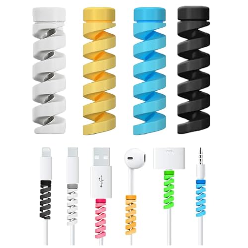 Image of 2PK Charger Cable Protector Spiral Wrap - Flexible Wire Saver Protector for USB Charging Cables, Prevent Cable Break & Fraying (Combo Pack)