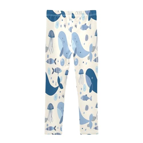 Bolaz Toddler Girls Leggings Printed Yoga Pants Leggings Blue Whales and Jellyfish for Kids2
