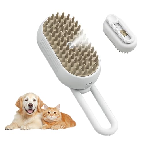 3-in-1 Steam Grooming Brush for Cats & Dogs – Gentle Massage, Deep Cleaning & Shedding Control, Multifunctional Pet Hair Removal Comb with Safe Steam Technology (white)
