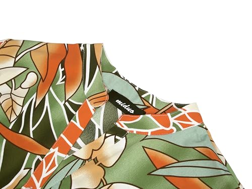 Image of miduo Womens Dress V Neck Buttoned 3 /4 Sleeve Bohemian Tribal Mini Dresses | Casual Summer Shift Dresses Resort Wear for Vacation Holiday
