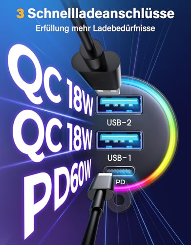 JOYROOM 96W Bluetooth 5.4 Adapter Auto【60W PD & 2*18W QC 3.0】Musik FM Transmitter Auto...