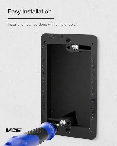 Image of VCE Low Voltage Mounting Bracket Single Gang Wall Plate, Flush Low Voltage Box for Network, HDMI, Coaxial, Speaker, Telephone Cables, Black, 5 Pack
