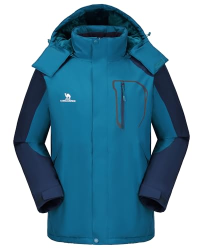 Image of CAMELSPORTS Mens Winter Jacket Waterproof Warm Snow Ski Jackets Faux Fur Fleece Rain Coats with Removable Hood