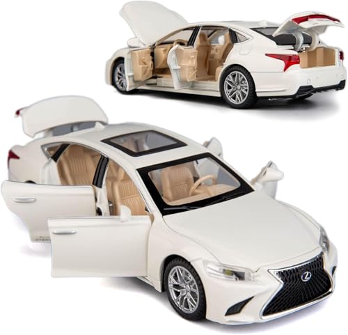 Image of 1 /32 Compatible for Lexus Ls500h Model Car, Zinc Alloy Pull Back Toy car with Sound and Light for Kids Boy Girl Gift (White)