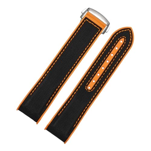 [Ő] 20mm 22mm ubN u[ IW t@ubN iC o[ EHb`oh IK V[}X^[ 300 I[V EHb`oh obNc[ VRXgbvɑΉ(Black orange-silver,22mm)