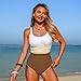 2026 Women's One Piece Tummy Control Swimsuits Cute Color Block Swimwear Fashion Slimming Bathing Suit
