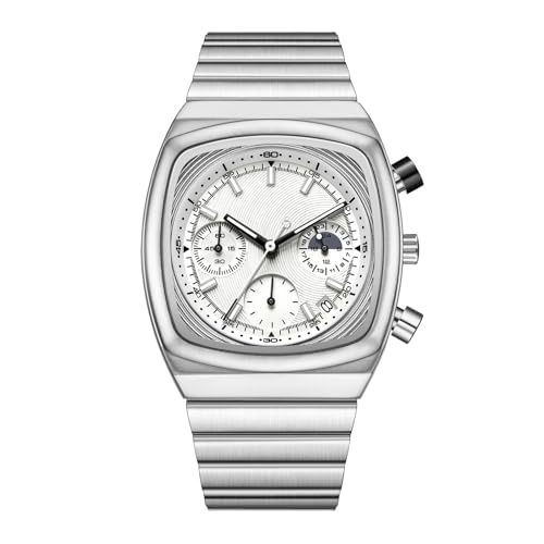 Image of CILOA Mens Watches Chronograph Stainless Steel Waterproof Date Analog Business Fashion Wristwatch for Men