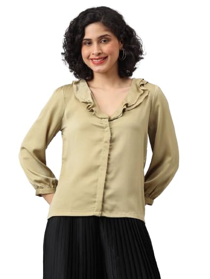 latin quarters Women Green 3/4th Sleeves Casual Solid Shirt-picture-17