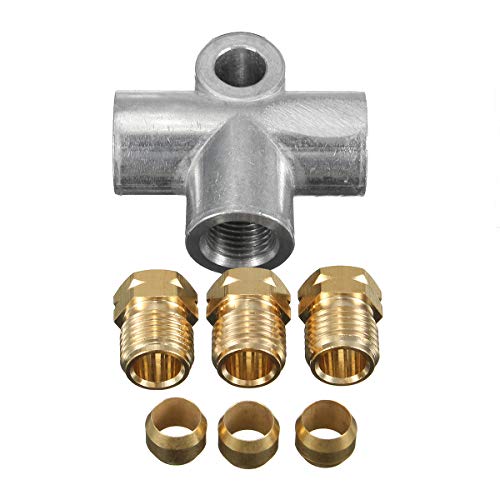 Wooya M10 3/16 Inch 10Mm Distribuidor Tubo De Freno T Piece tee W/3 Tuerca Macho Corto Métrico Cobre