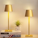 Fizrice 2 Pack Rechargeable Table Lamps Cordless Lamp - 6000mAh Battery Operated Touch Lamp Outdoor Table Lights Waterproof Wireless Portable Desk Lamp for Table Restaurant Bedroom Patio(Gold)